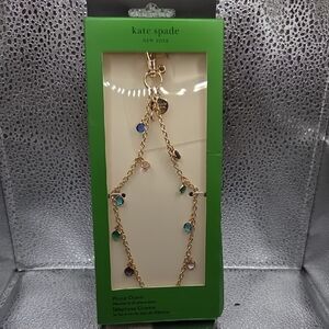 Kate Spade Gold Chain Phone Charm with Colorful Accents